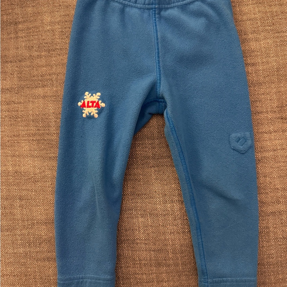 Obermeyer fleece pants with Alta ski resort embroidery.